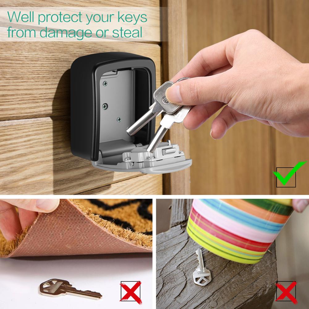 ORIA 4 Digit Combination Durable Key Storage Box Wall Mounted Safety Key Box Large Storage Capacity Safety Lock Box