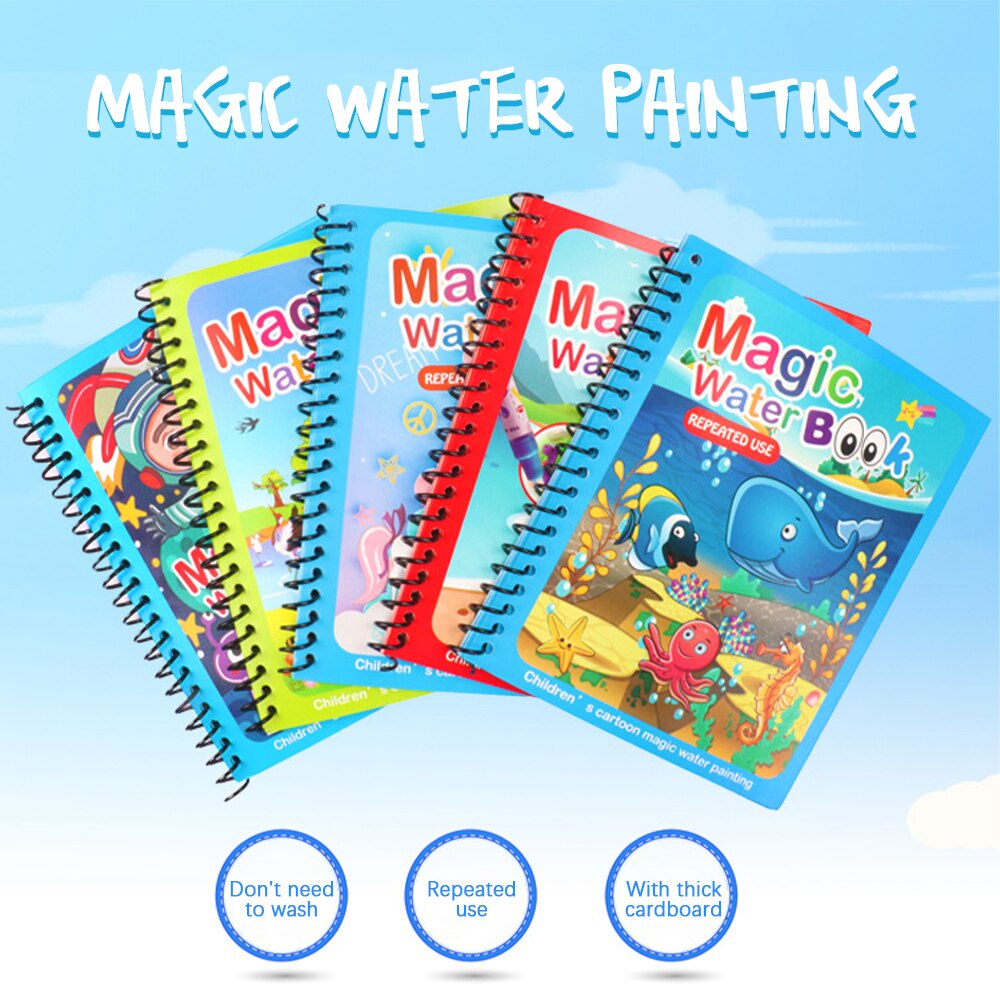 Magic Water Book Painting Brochure Watercolor Drawing Toy Montessori Educational games for Children&#39;s Toddler Toys Coloring Book