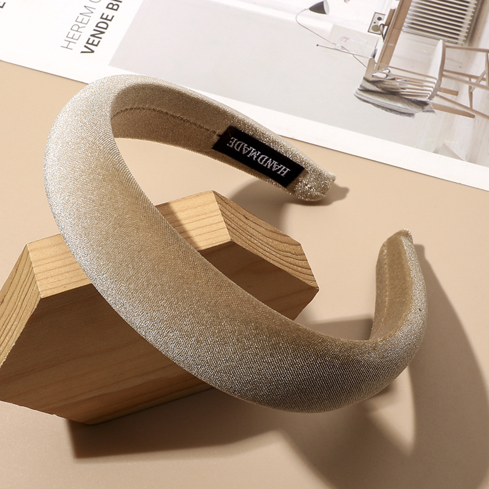 Female Bezel Padded Headband for Women Vintage Solid Thick Hair Hoop Velvet Hairband Sponge Hair Band Girls Hair Accessories: Lavender