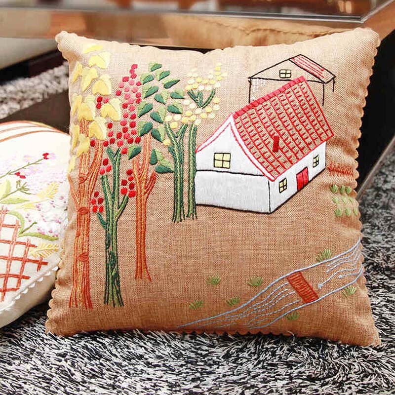 Diy broderi kit örngott överdrag korsstygn handarbete uppsättningar virka stol soffa dekor heminredning 45 x 45cm oavslutad