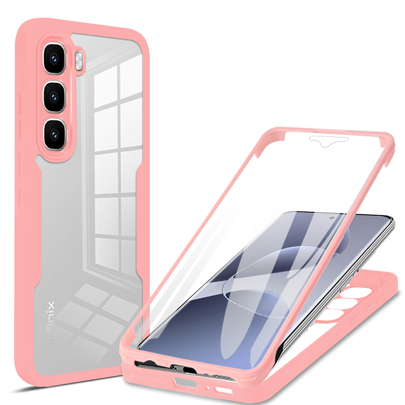 Til infinix 60 stødsikkert 360 ° dobbeltsidet klart telefoncover til infinix 60 pro plus 60i linseskærm fuld beskyttelsesetui: Sort / Infinix hot 60 pro+