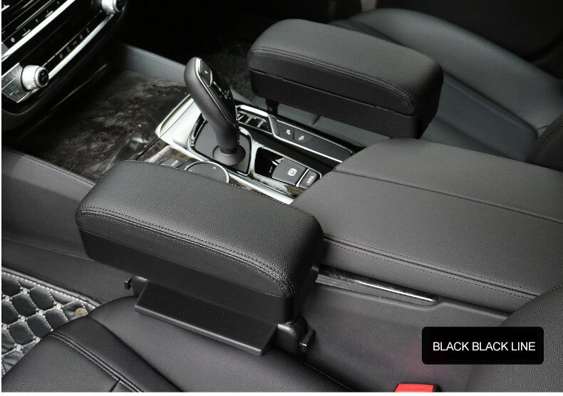 Universal Car Armrest Storage Box Adjustable Car Center Console Arm Rest Car Styling Auto Seat Gap Organizer Arm Rest Box: Black black line