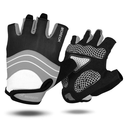 Cyclisme demi doigt gants hommes femmes rose vtt vélo gants Sport Fitness vélo antichoc Gym gants été: Gris / XL