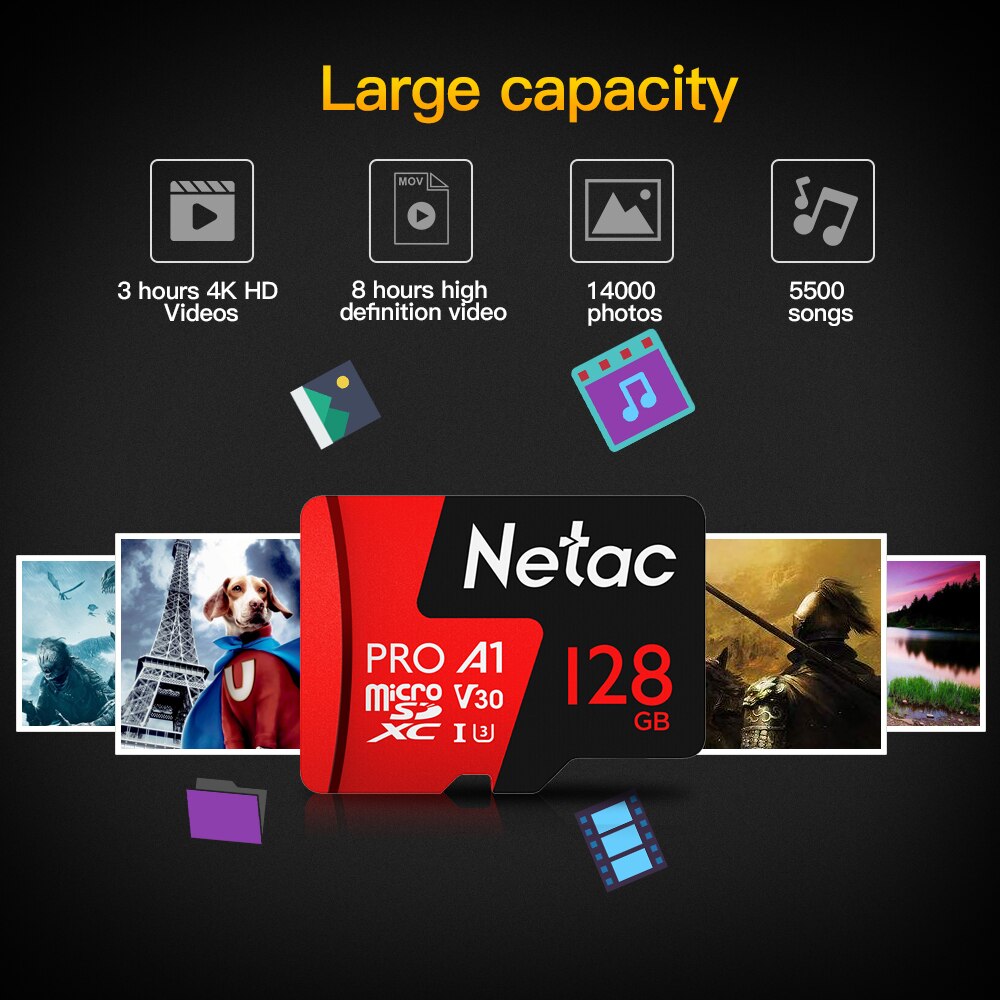 Netac 64Gb 128Gb Pro Tf Card Geheugenkaart Data Opslag V30/UHS-I U3 Hoge Snelheid Tot 98 Mb/s Tf/Micro Sd-kaart Geheugenkaart