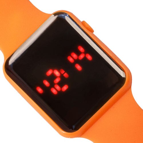 Sporthorloge diverse kleuren optioneel digitaal display led elektronisch horloge rubberen band vrijetijdsgedeelte: Oranje
