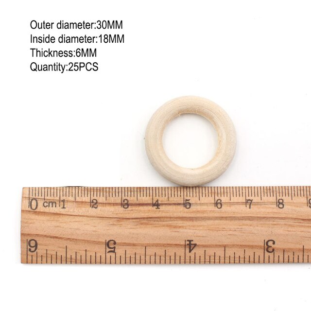 15-100mm Unfinished Wooden Rings for Crafts Natural Wood Rings DIY Wood Hoops Ornaments Connectors Jewelry Making Ring Pendant: 30mm 25pcs