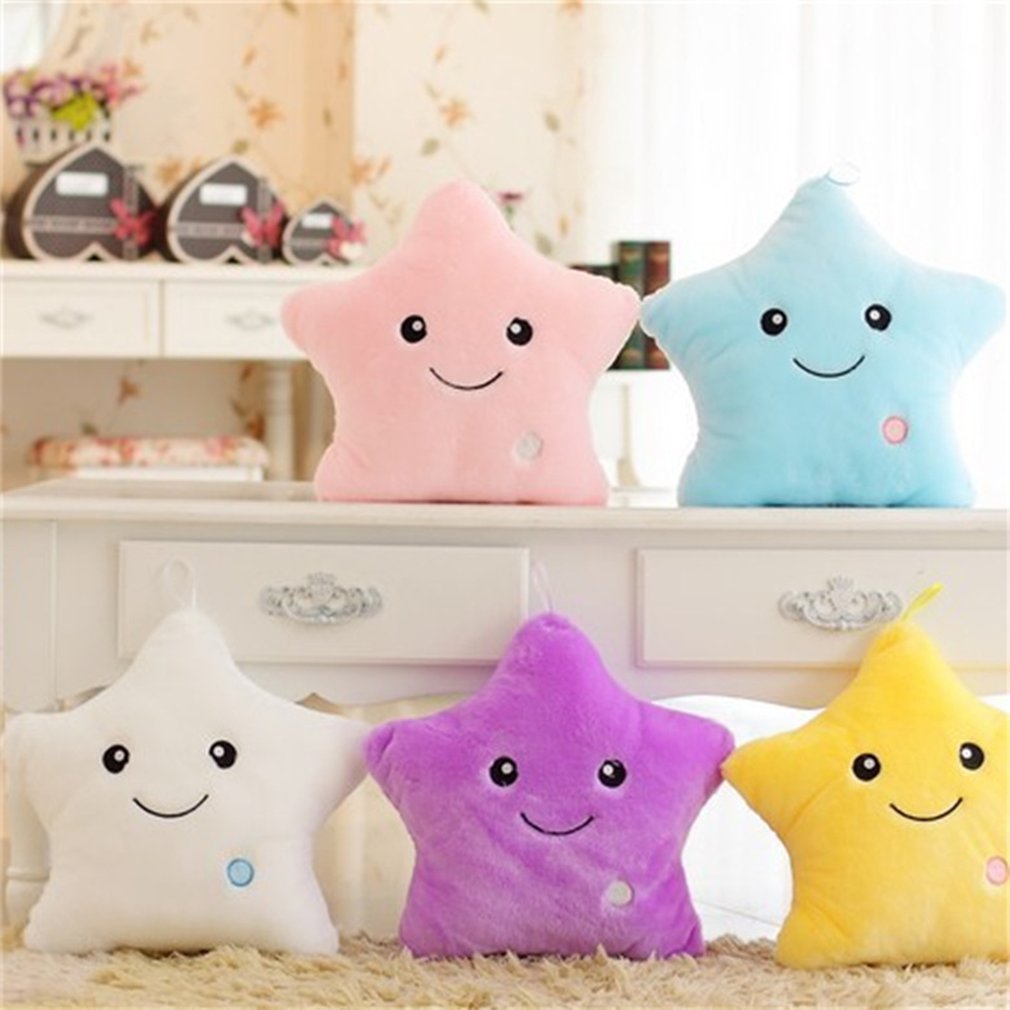 Unique 40x35cm Luminous Pillow Vivid Star LED Light Cushion Plush Pillow for Bedroom Birthday