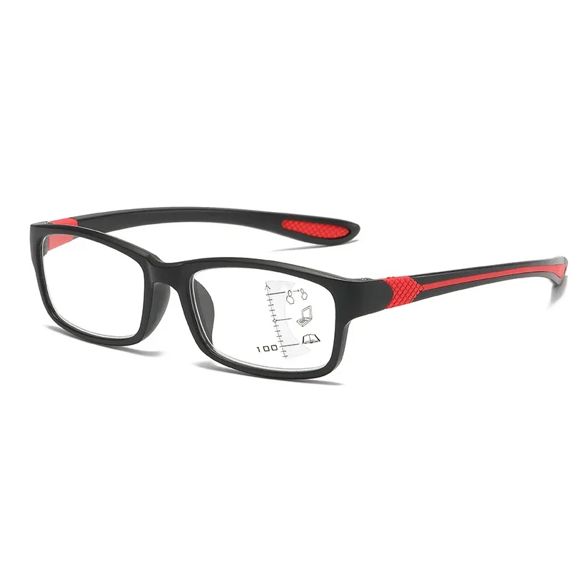 Gafas multifocales progresivas para hombre y mujer, lentes deportivas TR90 con montura, gafas de lectura Unisex clásicas cuadradas para presbicia cercana lejana: Blanco / +200