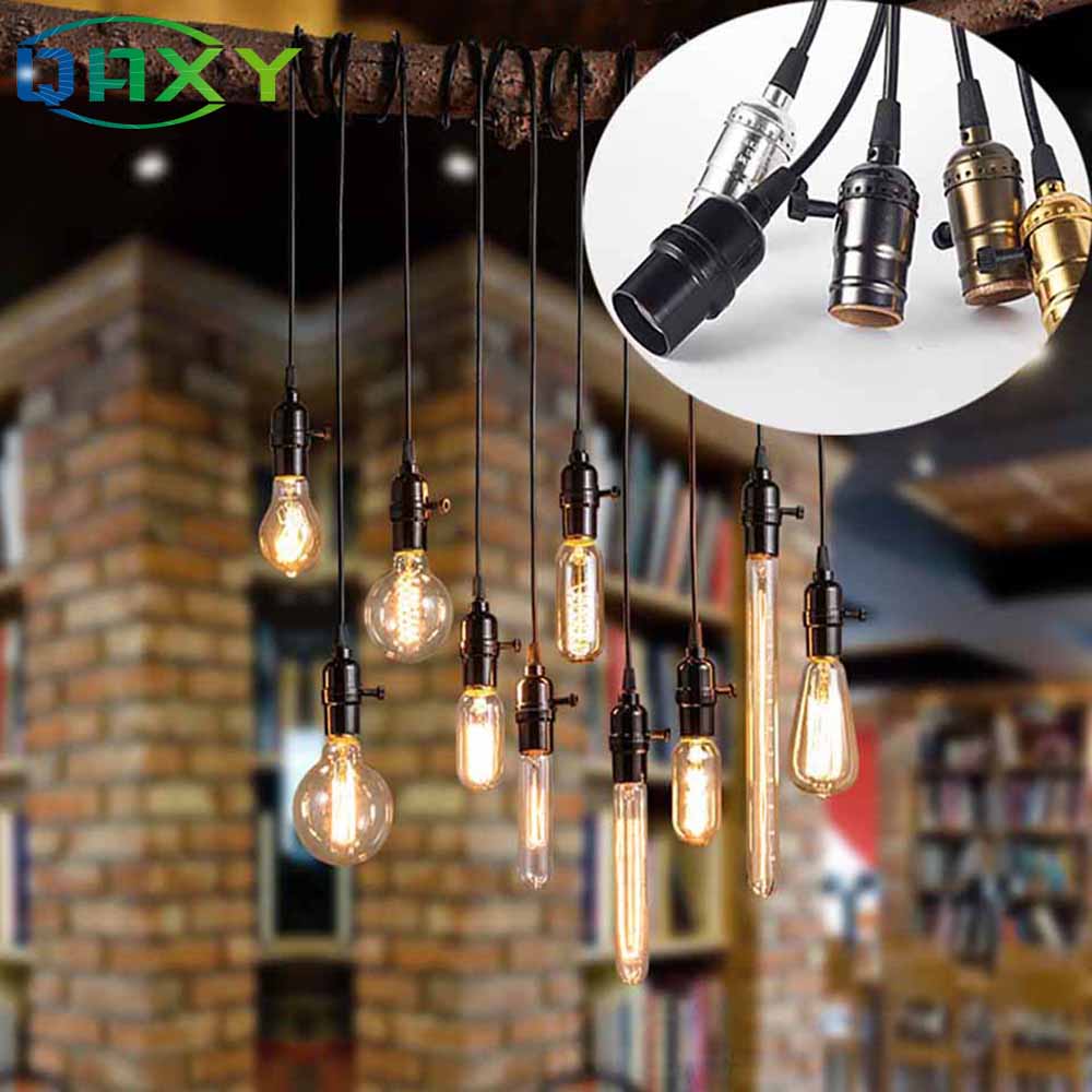 Met Schakelaar/Geen Schakelaar E27/E26 110 V-240 V Vintage Retro Aluminium Schroef Socket Hanger Lamp base Houder Hanglampen [DV5250]