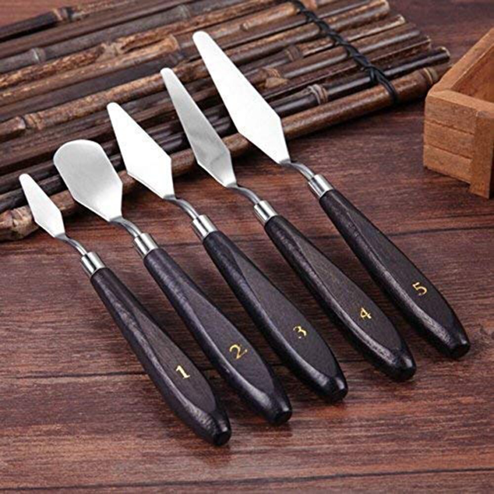 Palette Scraper Set Stainless Steel Palette Spatula Knives For Artist Oil Painting Tool Painting Knife Blade With Wooden Handle