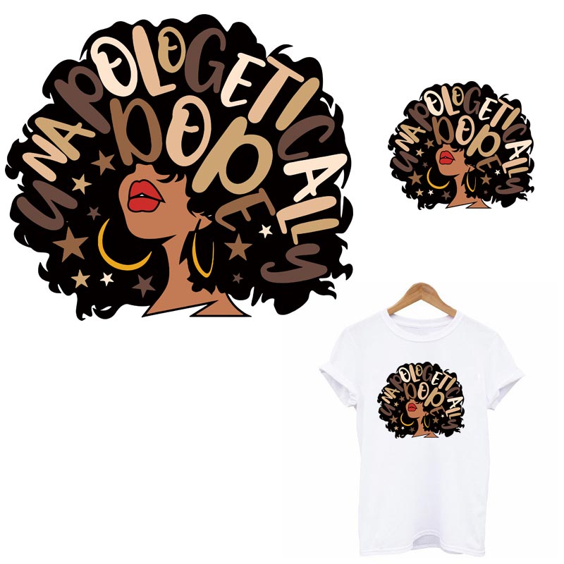 Mooie Afrikaanse Meisje Thermische Sticker Op Kleding Diy Een-Niveau Wasbare T-shirt Ijzer Op Patches Voor Kleding Mode Meisje patch