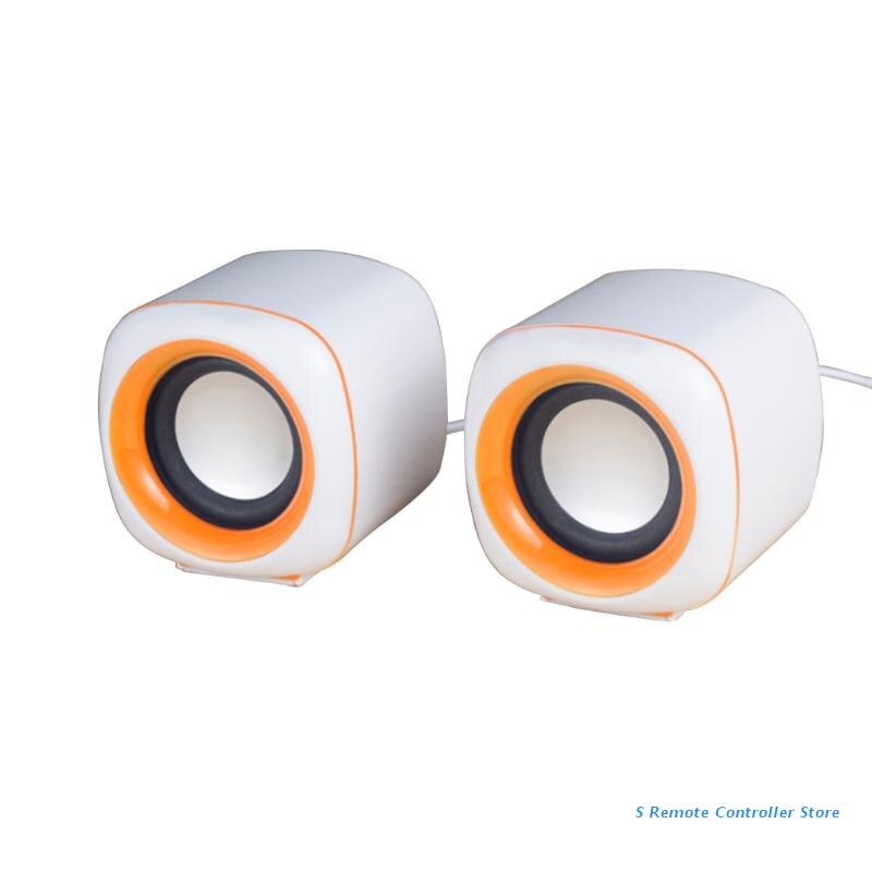 USB Wired Computer Speakers Deep Bass Sound Box Speaker For PC Laptop Powerful Subwoofer Multimedia Loudspeakers: White orange