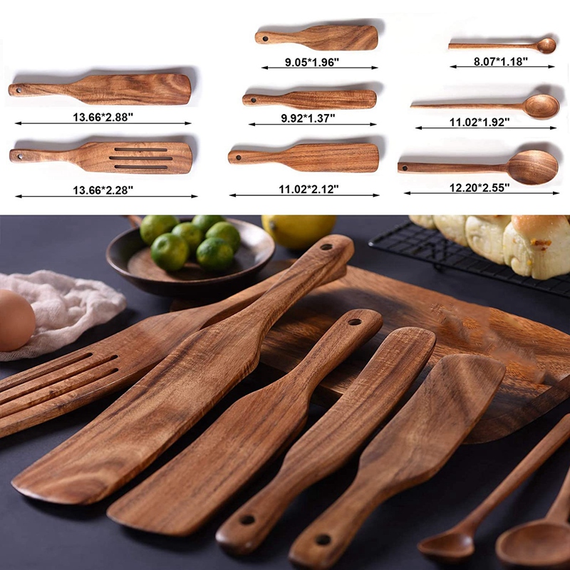 Wooden Spurtle Set,Wooden Spoons for Cooking, Wooden Utensils for Cooking,Stirring Mixing,Serving,Spurtles Kitchen Tools
