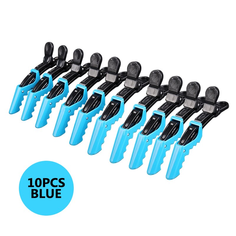 6/10Pcs/Set Hairstyling Clipper Tool Alligator Hair Clip Hairdressing Hairpin Ladies Plastic: 10Pcs Blue