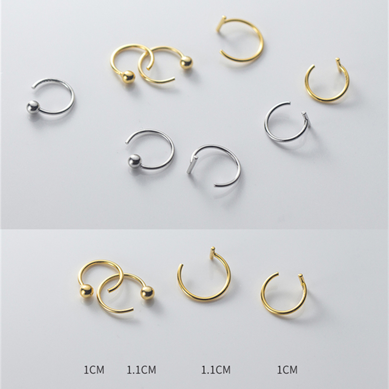 Lavifam 1 pair 925 sterling silver splitter geometric smooth thin hoop earrings for women small open huggies hoops ear piercing earrings