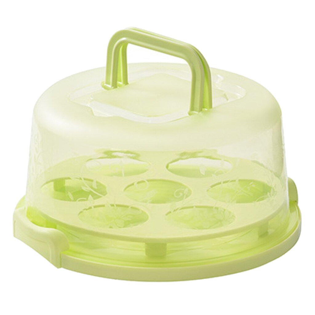 Soporte porta muffins para cupcakes, servidor de 7 tazas, tapa de bloqueo de cúpula translúcida: Green