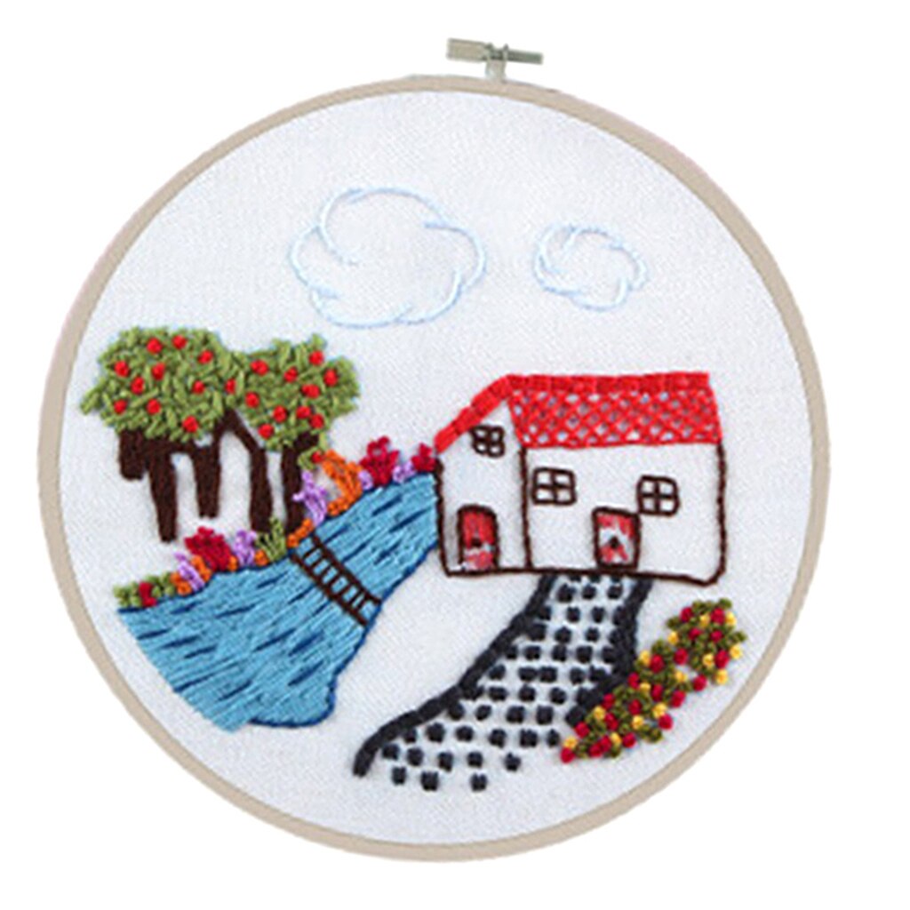 Floral Leaf 3D Cross Stitch Kit DIY Embroidery Handcrafts with Hoop Needle Thread