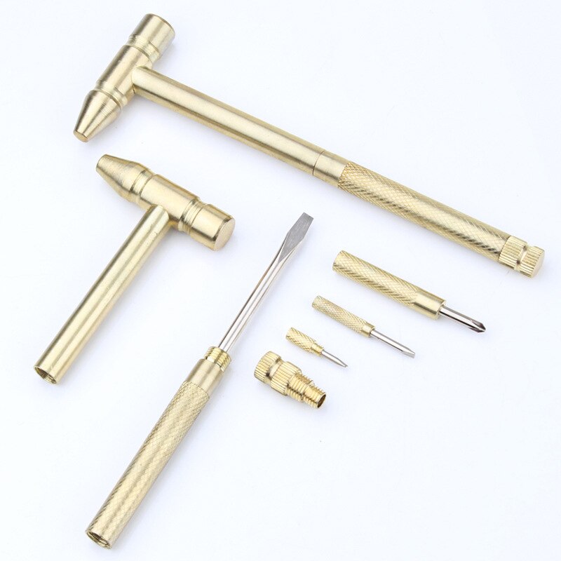 Koperen Hamer 5 In 1 Multifunctionele Hamer Ingebouwde Kleine Schroevendraaier Indoor Outdoor Mini Tool LB88