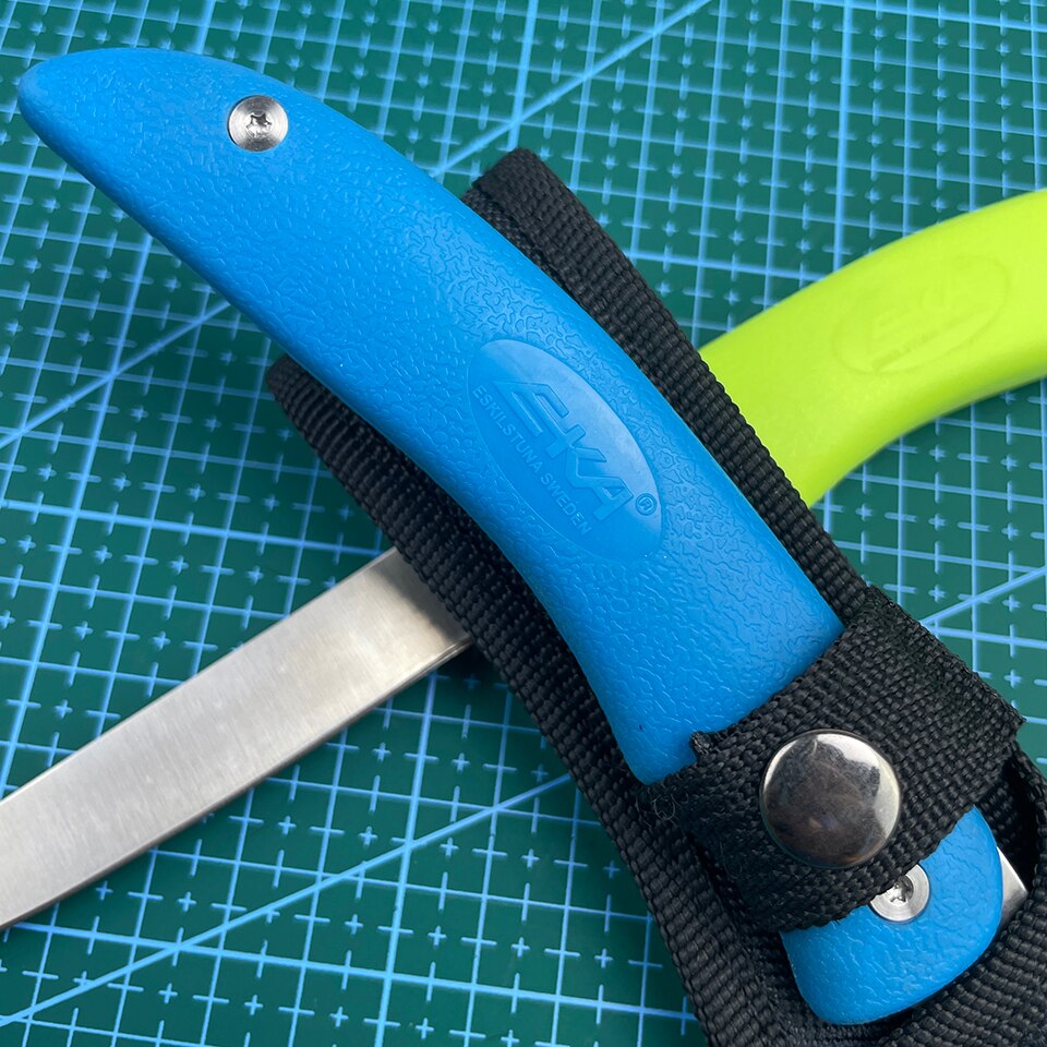 EKA – couteau à filet à deux lames en une, couteau de chasse à lame fixe rotative avec manche en TPR, gaine en Nylon pour la pêche