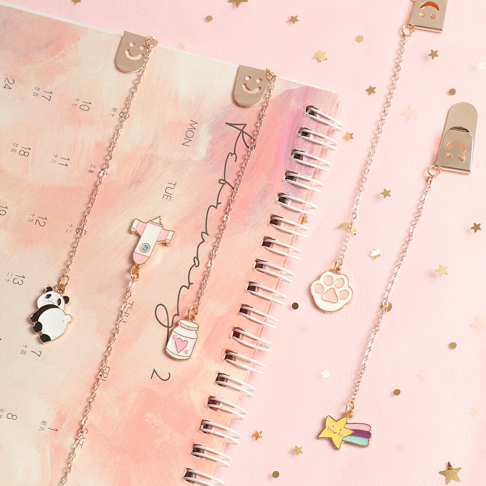1PC Cartoon Character Bookmarks Metal Pagination Mark Cute Pendant Bookmark Marker Clip Stationery School Office Supplies