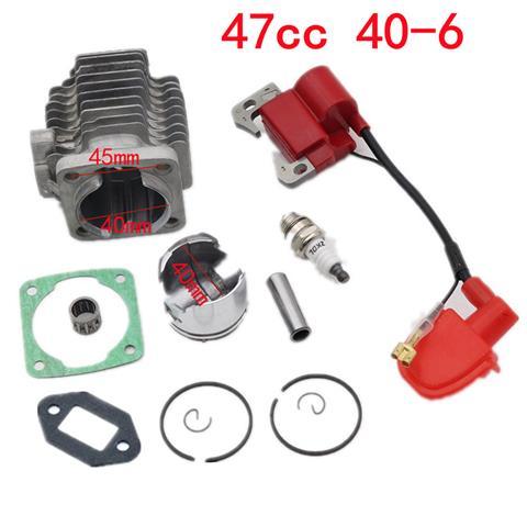 Kit de pistón de cilindro de 40-6 bloques, pasador de 12mm para motocicleta, motor de 2 tiempos de 49cc, Mini Moto Dirt Pocket Bike ATV: BLANCO