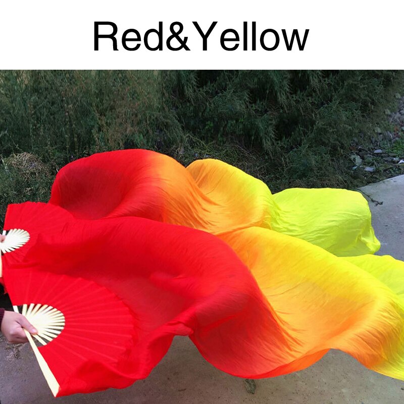 Regenbogen die Seide Fans tanzen Fan Bauchtanz Schleier Fans Handheld Bambus Fan Leistung Tanzen Faltbare Lange Fans Hause Dekoration: 03