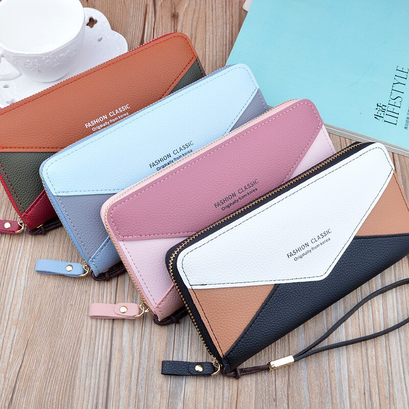 concepteur bracelet portefeuilles femmes Patchwork embrayage femme longue grande porte-carte sac à main dames sac à main téléphone sac à main