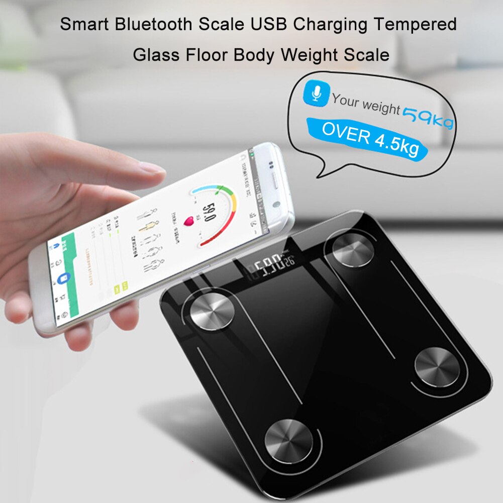 Smart USB Charging Bluetooth Scale Muscle Mass BMI Weighing Body Fat Water Scale for Kitchen Measuring Accessories