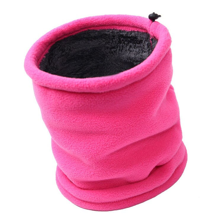 Polar Fleece Neck Tube Ear Warmer Gaiter Face Mask Headband Winter Thermal Warm Scarf for Camping Hiking Headwear Beanie Hat Cap: Double-layer Red
