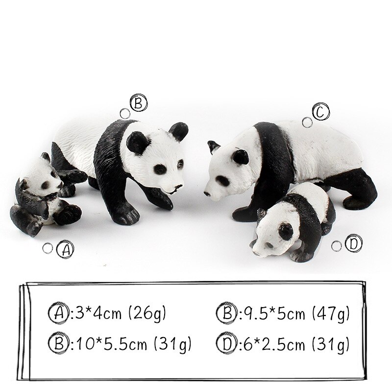 YUC Animal Toy Zoo Set Simulation Figurines Model Wild Lion Tiger Wolf Action Figure Farm Poultry Horse Cow Pig Educational: Panda