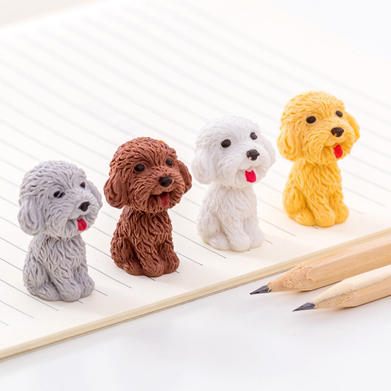 1 stk sød kawaii hund blyant tegneserie bamse gummi viskelæder børn nyhed skole kontor papirvarer levering smuk sød dejligt dyr
