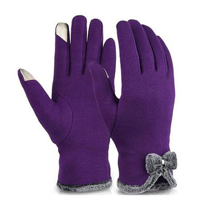 Mulheres Venda quente da Tela de Toque À Prova de Vento Ao Ar Livre Esporte Bowknot Mornas do Inverno Luvas 5 Cores Adultos Criança Luvas de Tela de Toque À Prova de Vento: ROXO