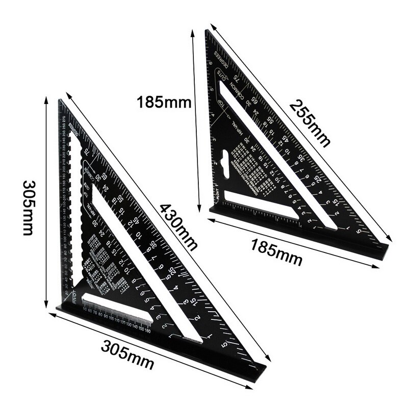 7'' Angle Protractor Aluminum Alloy Speed Square Measuring Ruler Miter For Framing Building Carpenter Measuring Tools
