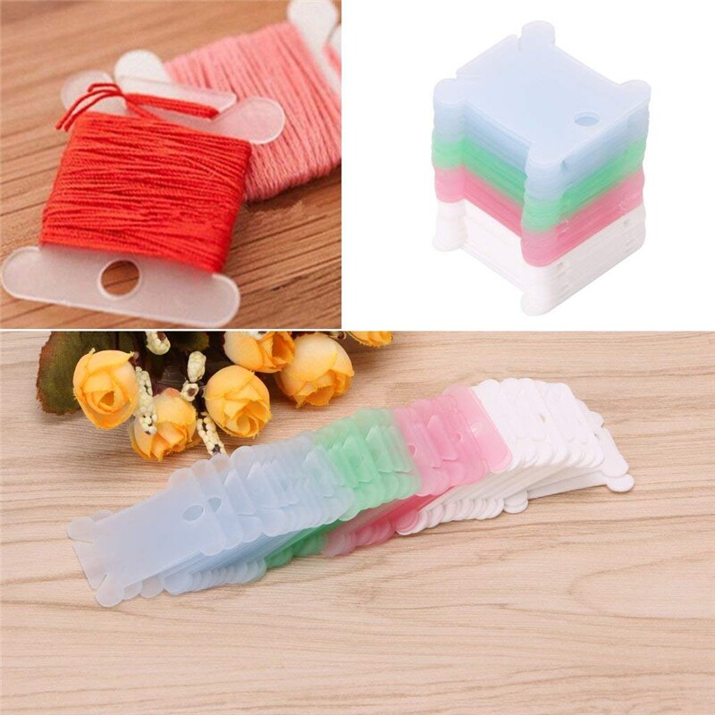 100pcs Cross Stitch Winding Board 5 Colors Plastic Winding Board Card Board Cross Stitch Finishing Tool Winding Board