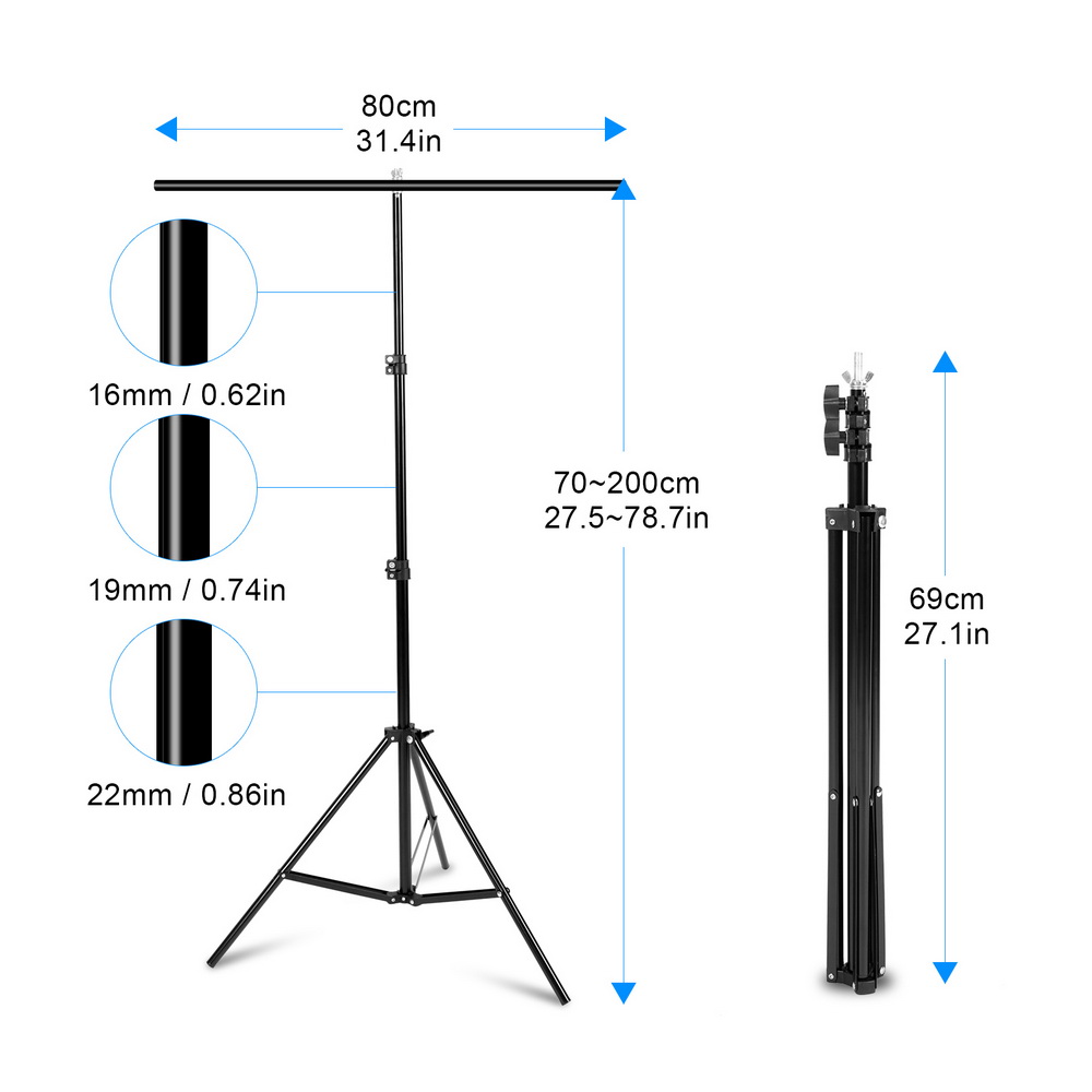 Aluminium Statief met Cross Bar voor Achtergrond Ondersteunende T-Vorm Stand PVC Achtergronden Houder 40cm 200cm Uitschuifbare hoogte Breedte