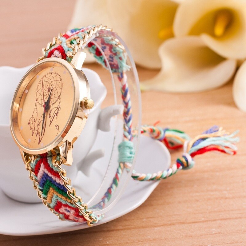 Montre à Air pour femmes, Style ethnique, tissé à la main, chaîne en laine, attrape-rêve, Simple, , bijoux, bricolage
