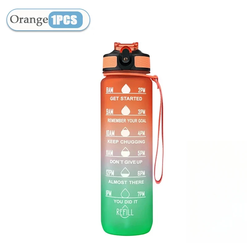 1000 ML Water Bottle Motivational Sport Water Bottle Leakproof Drinking Bottles Outdoor Travel Gym Fitness Jugs For Kitchen: green