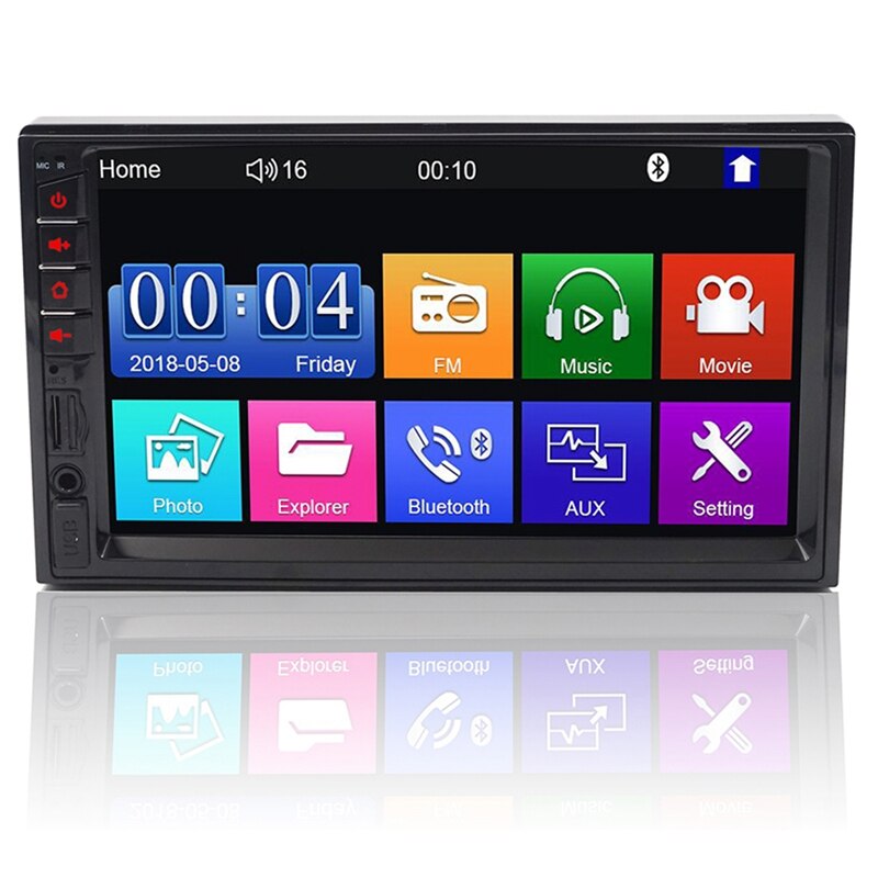 Radio Multimedia para coche 2 Din Hd 7 pulgadas Pantalla de contacto estéreo Bluetooth 12V 2Din Fm Iso potencia Aux entrada Auto Mp5 reproductor Sd Usb, 7034