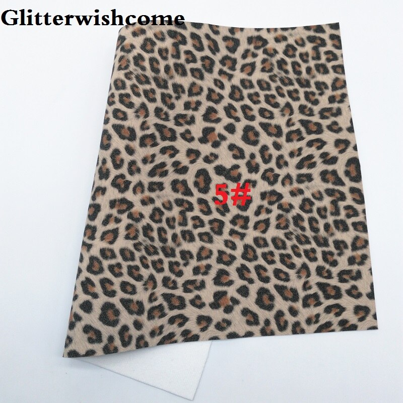 Glitterwishcome 21X29CM A4 Size Vinyl Voor Bogen Gedrukt Luipaard Op Suède Faux Lederen Lakens Voor Bows, GM3199B: 5