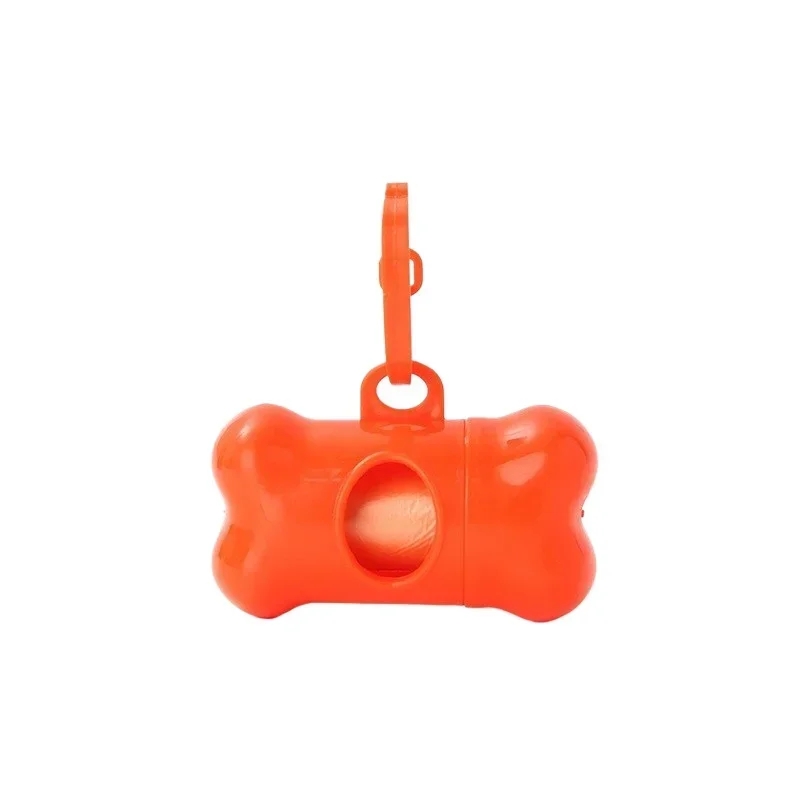 Sac de merde de chien distributeurs en forme d'os avec sacs de déchets pour animaux de compagnie sacs de déchets de chien sacs de merde sur un rouleau sac de merde de nettoyage: Orange