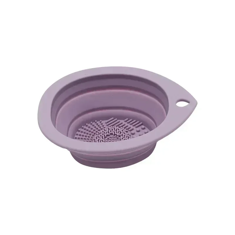 Silicone Makeup Brush Cleaner Folding Powder Puff Cleaning Bowl Eyeshadow Brushes Washing Soft Mat Beauty Tools Scrubber Box: Blue