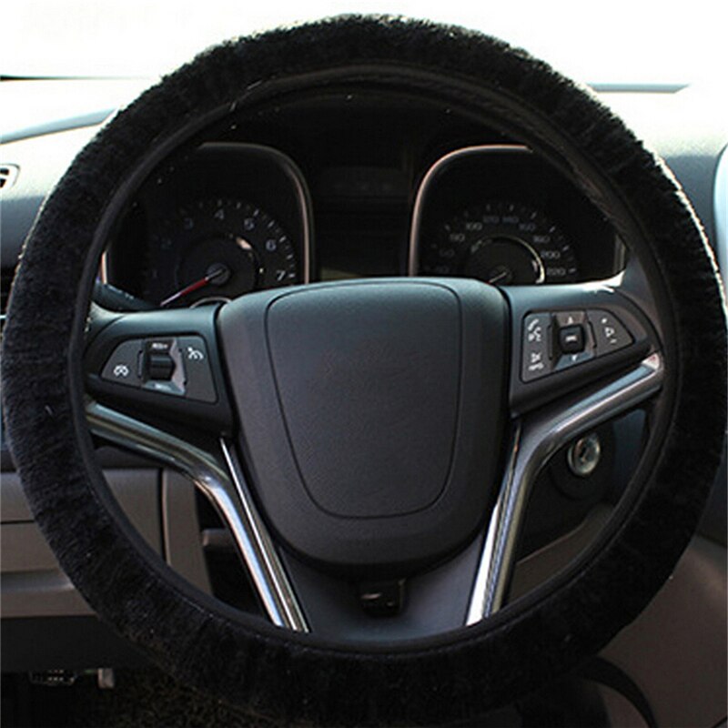 1Pc Long Plush Warm Fur Car Steering Cover Woolen Handbrake DIY Car Accessory