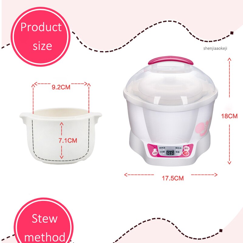 0.7L Elektrische Slowcooker DDZ-7B Mini Smart Baby voedsel Fornuis Keramische Timing stoven tonic soep pap Vogelnest kookpan
