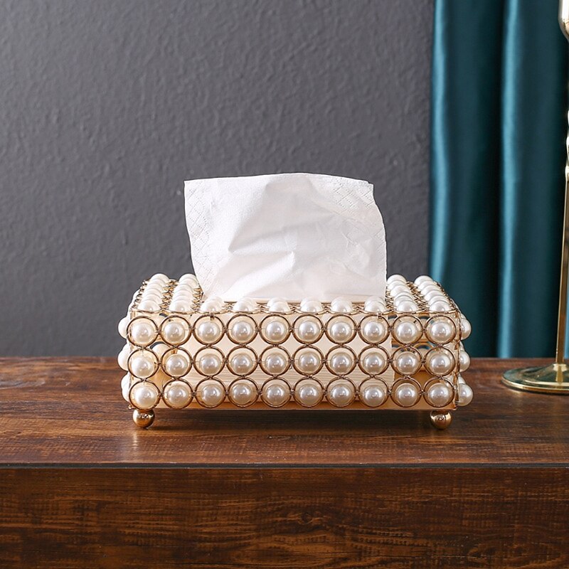 Luxe simulatie parel tissue doos opbergdoos bureau servet papier container