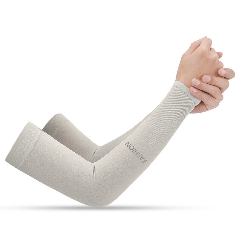 1 Pair Outdoor Cycling Riding Sun Protection Ice Silk Arm Sleeves Bicycle Arm Support Protector Hand Sleeve Cover Cooling Sleeve: Fingerless gray