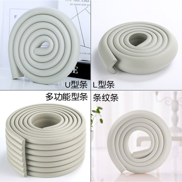 2 M Kind Veiligheid Tafel Hoek Protector Soft Foam Bumper Kid Kussen Pad Crash Bar Strip Baby Meubels Hoeken Hoek bescherming: Grijs / L type
