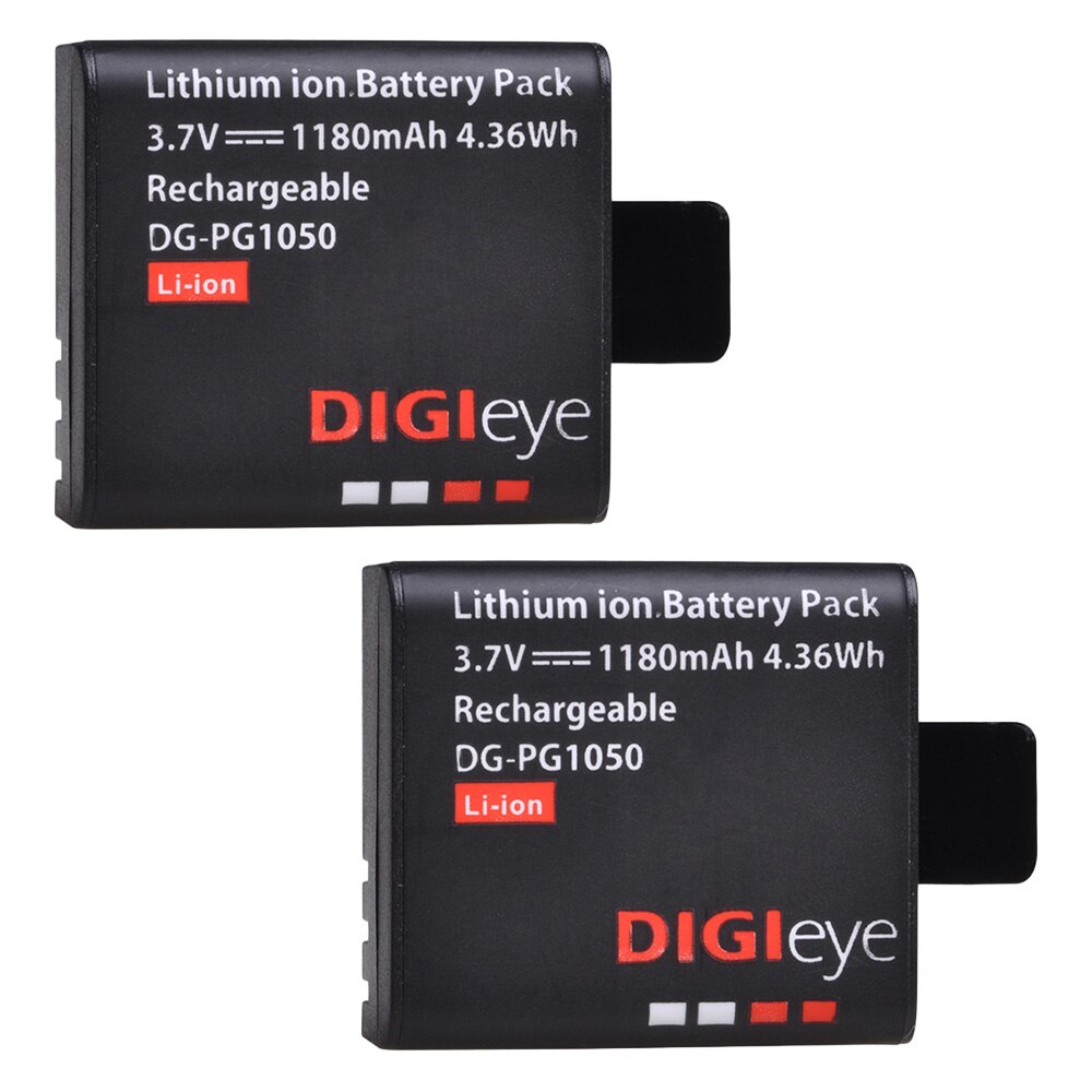 Batterie 1180mAh PG1050 + chargeur LED double USB, pour SJCAM SJ4000 SJ5000 SJ5000X pour EKEN H9 H9R H8R H8 GIT PG900 AKASO EK7000: 2 batteries