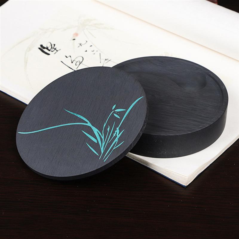 1 Set Round Inkstone Chinese Calligraphy Ink Stone Sumi Painting Inkslab