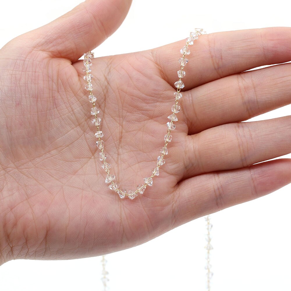 1 metro fio de ouro feito à mão envolvido rosário corrente contas de pedra correntes para fazer jóias diy colar pulseira tornozeleira acessórios: Light White