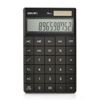 Hotsale calculadora Slim Portable mini 12 digital calculator Solar Energy Tablet buttons keyboard Dual power supply rekenmachine: Black